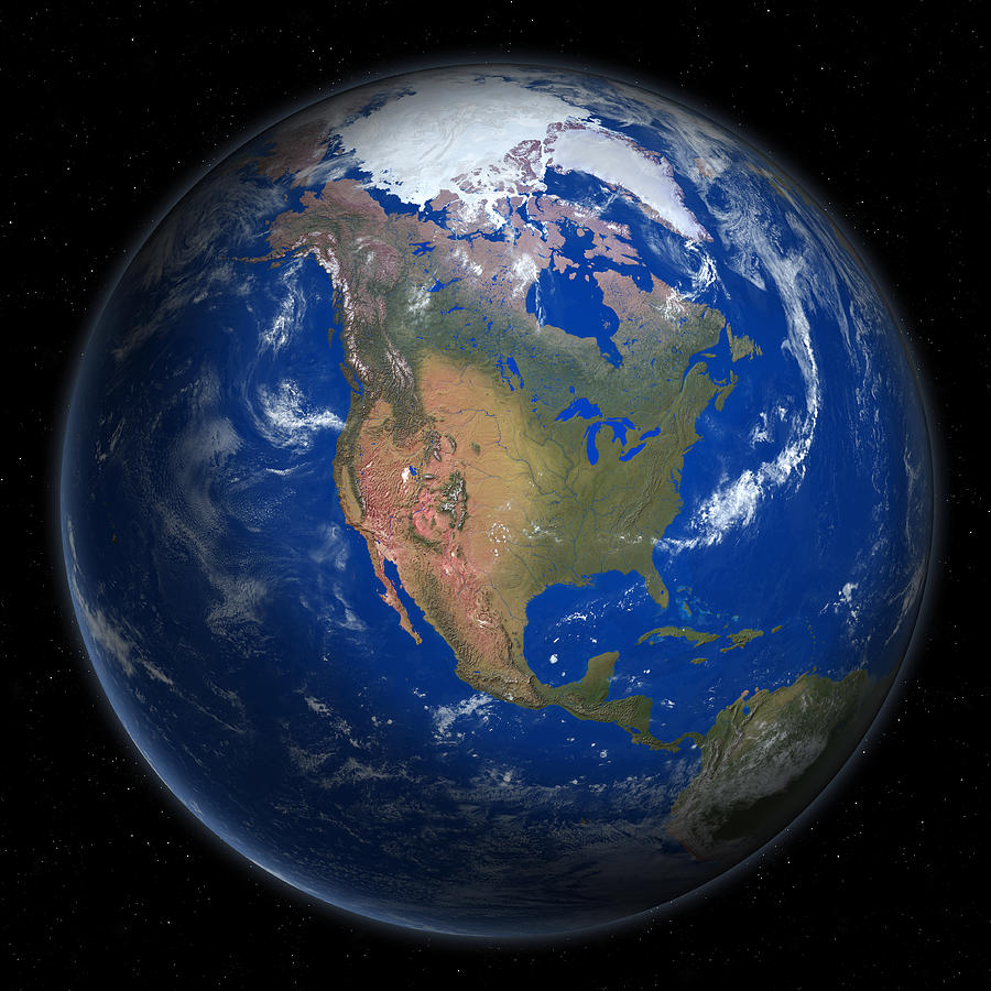 The Earth with America in the middle